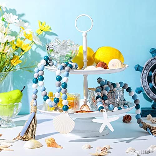 2 Pcs Farmhouse Seashell Garland with Tassels Decor Set