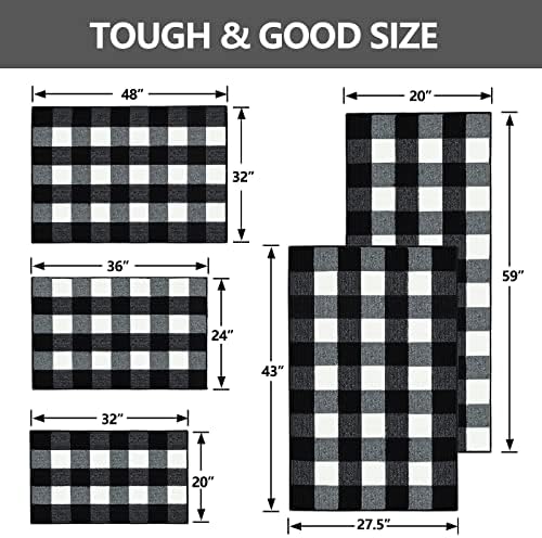 FONEYI Buffalo Plaid Outdoor Rug 24x36 Black White