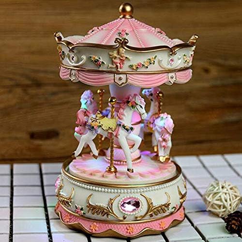 3-Horse Carousel Music Box with LED Lights