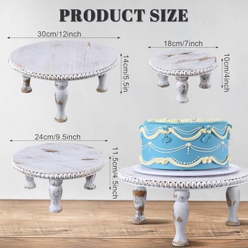 Thyle Rustic Round Wood Tray Riser Set of 3