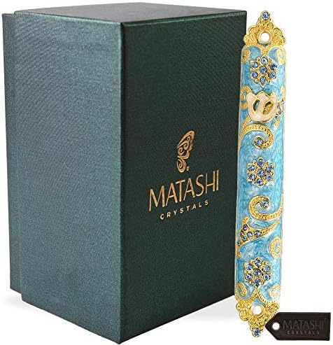 Matashi 45 Inch Hand Painted Mezuzah with Gold and Crystals