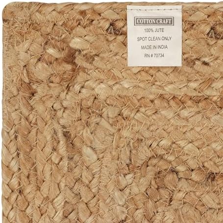 COTTON CRAFT Jute Rug - 22x34 Natural Braided Reversible