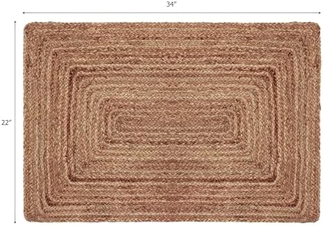 COTTON CRAFT Jute Rug - 22x34 Natural Braided Reversible