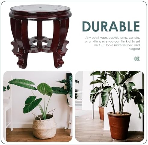 Hemoton 8 Inch Wooden Planter Stand for Home Decor