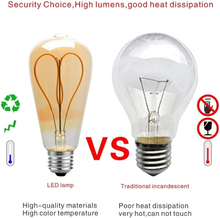 Dimmable E27 LED Heart Filament Light Bulb 4W Warm White