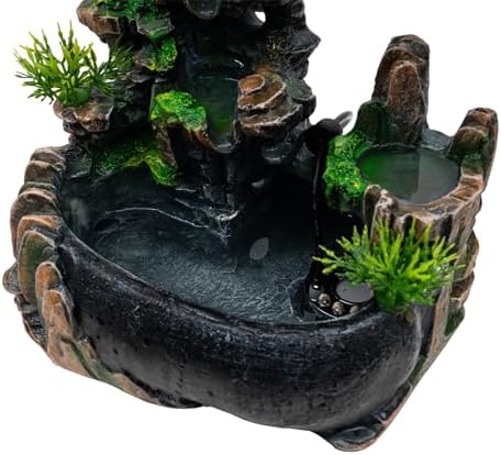 TITIDU Desktop Waterfall Bonsai Fountain with LED Lights and Atomizer
