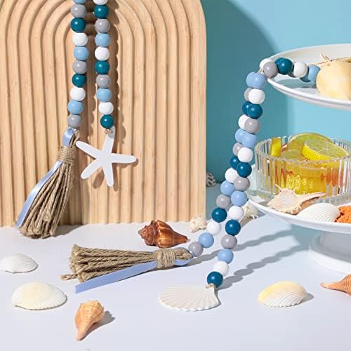 2 Pcs Farmhouse Seashell Garland with Tassels Decor Set