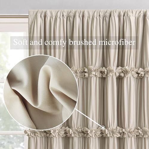 Thermal Insulated Blackout Curtains 42x63 Pair Boho Ruched