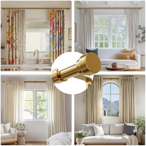 Oneach Heavy Duty Brass Curtain Rods 48-84 Inch Adjustable