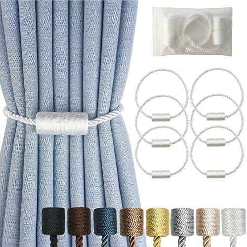 Modern Magnetic Curtain Tiebacks 6 Pack White Holdbacks