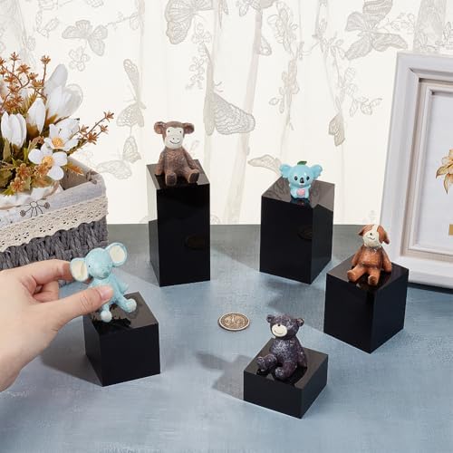 BENECREAT 5Pcs Black Acrylic Cube Display Blocks