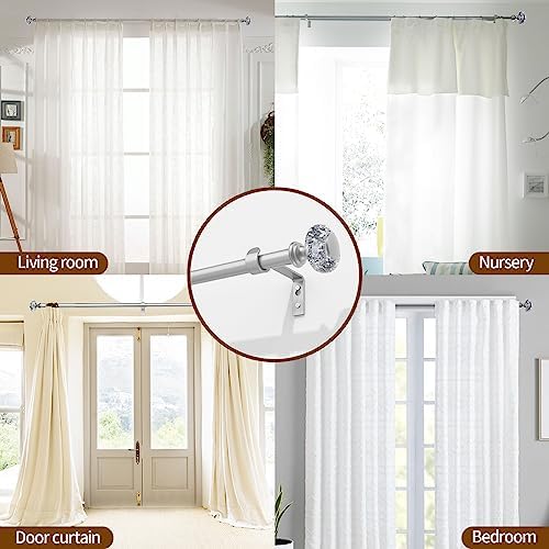VOREFF Silver Curtain Rod 32-72 Inch Single Rod