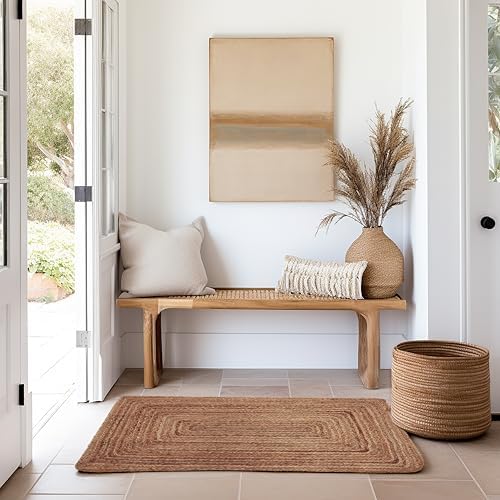 COTTON CRAFT Jute Rug - 22x34 Natural Braided Reversible