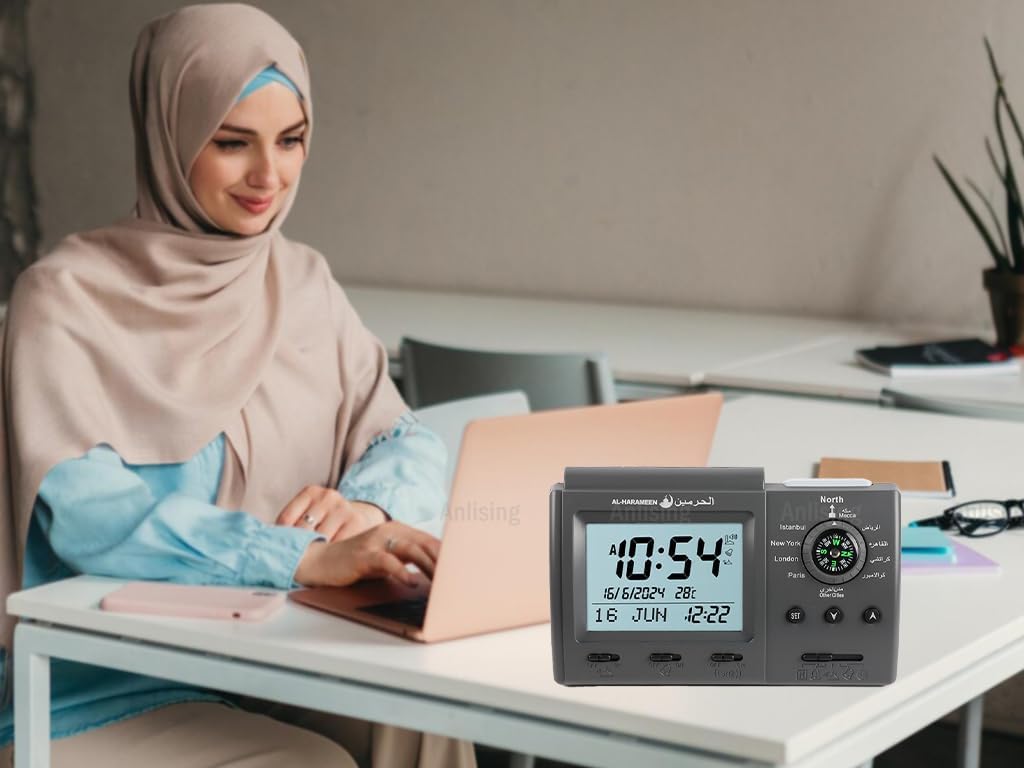 Anlising Islamic Azan Alarm Table Clock with Prayer Times