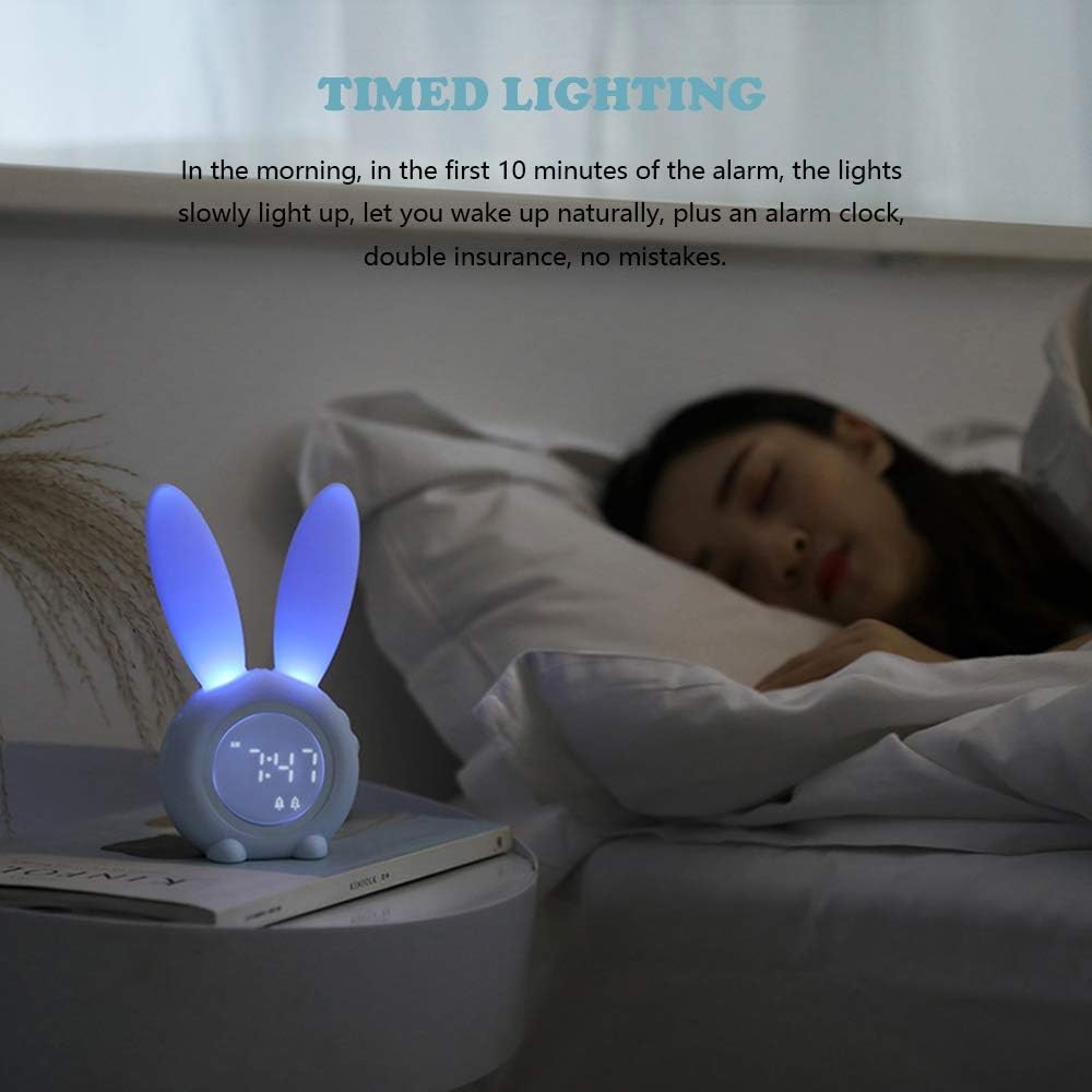 Cute Rabbit Alarm Clock with Temperature Display and Night Light
