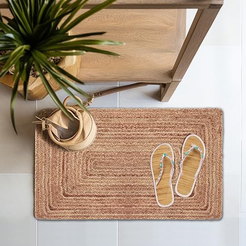 COTTON CRAFT Jute Rug - 22x34 Natural Braided Reversible