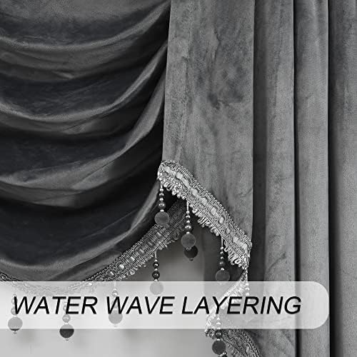 Gray Velvet Valance Swag for Bedroom and Living Room