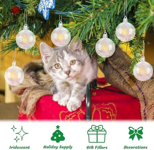 60 PCS Iridescent Clear Christmas Balls