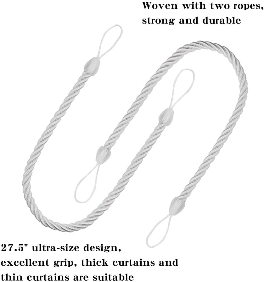 BEL AVENIR Curtain Rope Tiebacks 4 Pack White