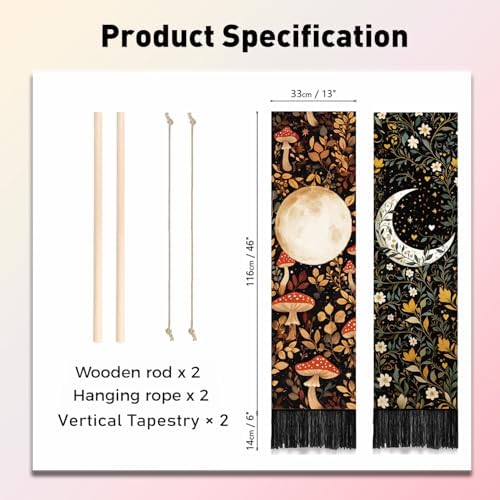 PLIGREAT 2 Pack Floral Wall Tapestries with Tassels