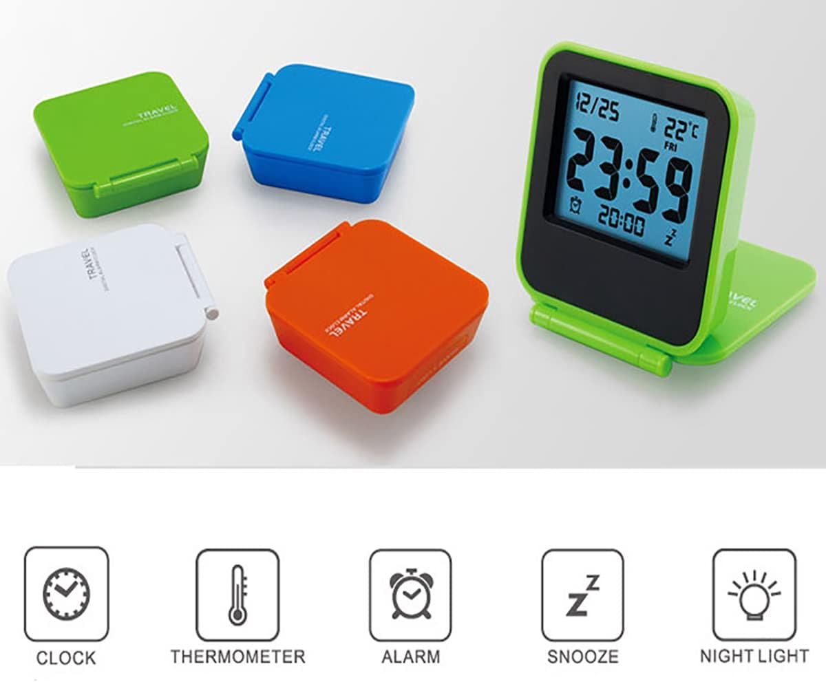 Portable Travel Alarm Clock with LCD Night Light and Temperature Display