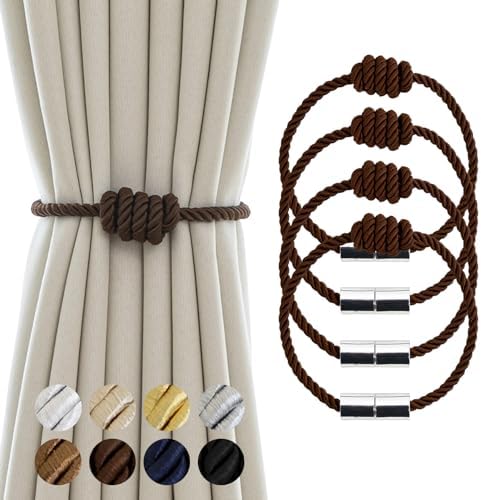 Contoeey Magnetic Curtain Tiebacks 4 Pack Coffee Finish