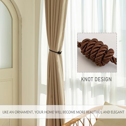 Contoeey Magnetic Curtain Tiebacks 4 Pack Coffee Finish