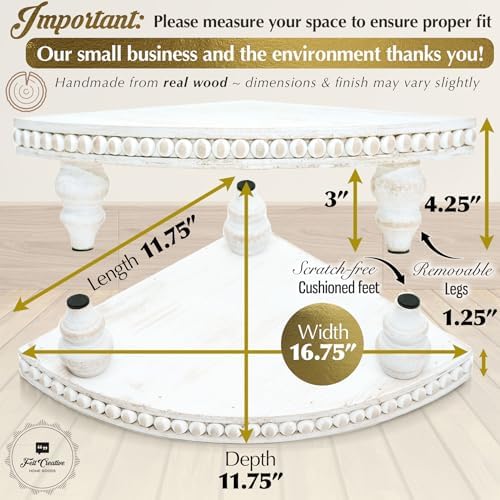 Rustic White Corner Pedestal Stand for Display