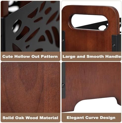 Qilichz Magazine Holder with Handles Wood Rack Rustic Design