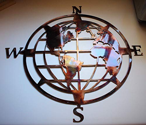 Nautical Compass Wall Art with Globe - 20 30 34 or 36 Inches