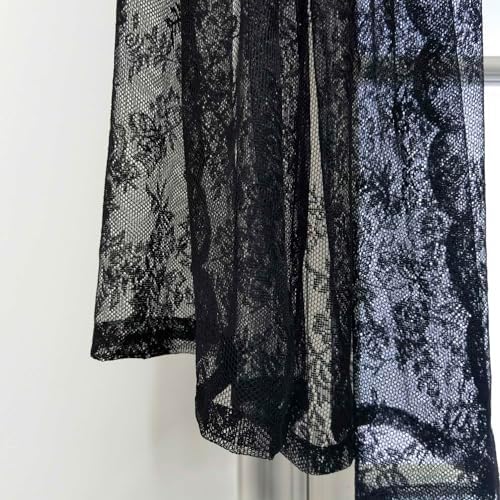 Elegant Black Lace Valance Curtain 144 Inch Long