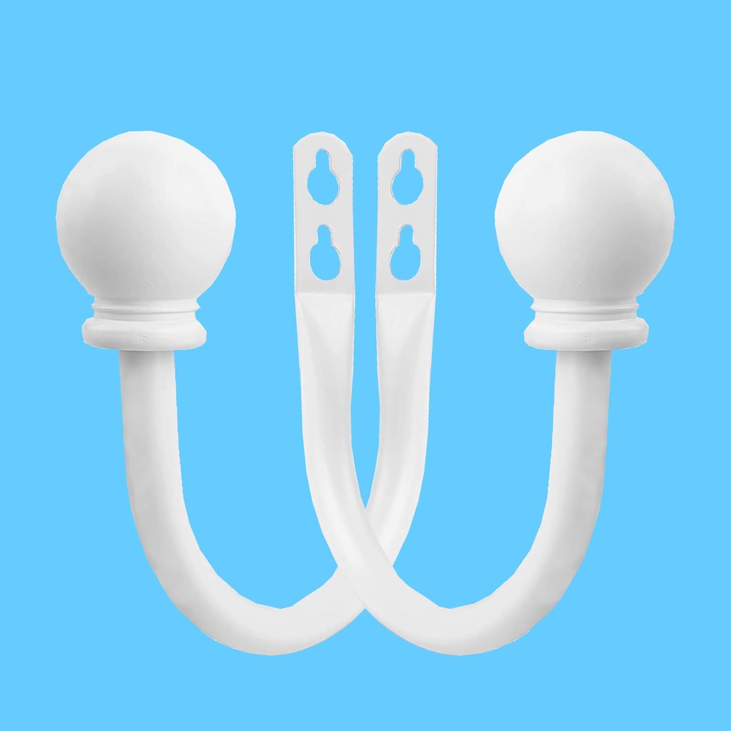White Ball Finials Curtain Holdbacks 2pcs