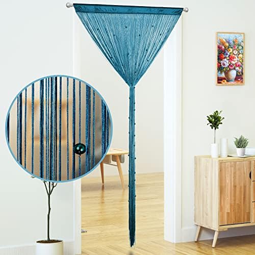 YaoYue Teal Blue Beaded Curtain Door Panel