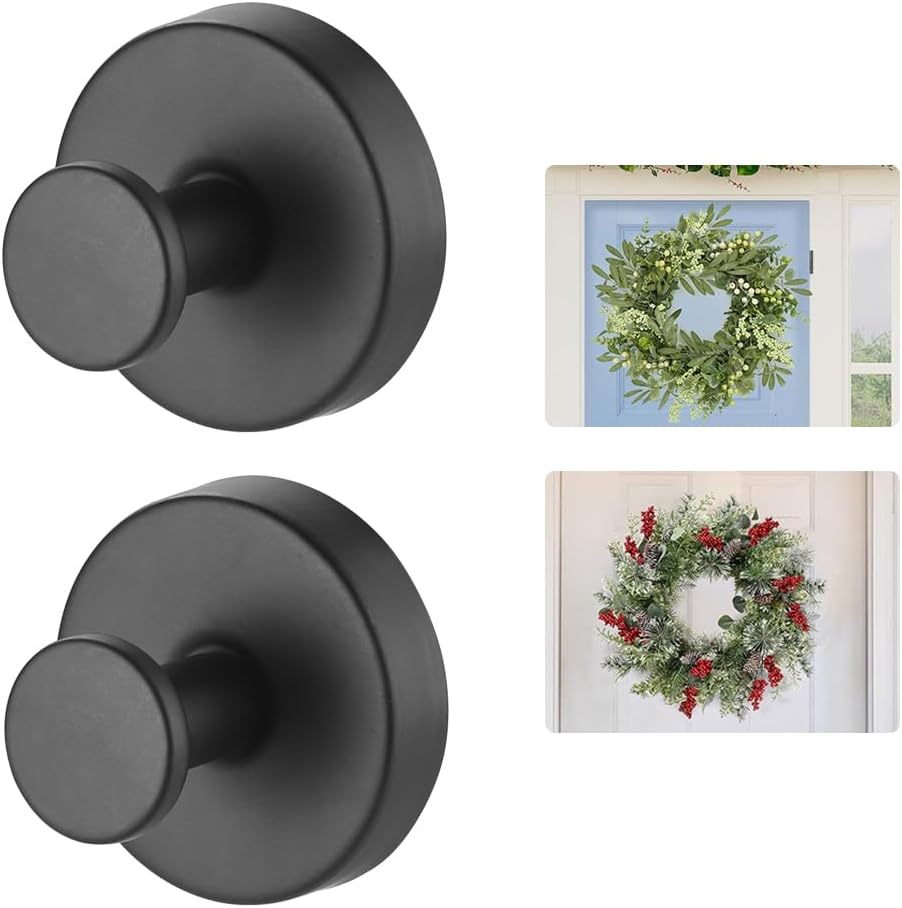 MrAthlet Suction Cup Wreath Hanger 15 Lbs Black 2 Pack