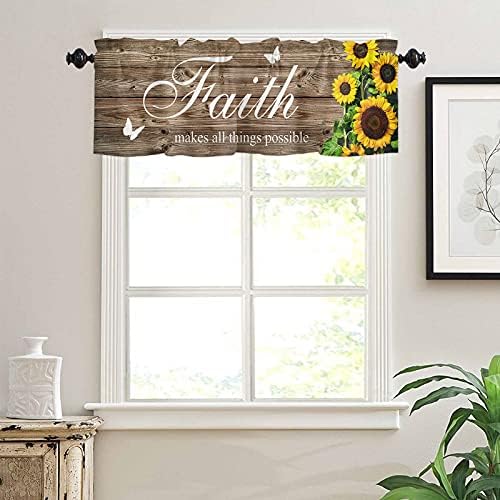 Sunflower Valance Curtain with Inspirational Quote