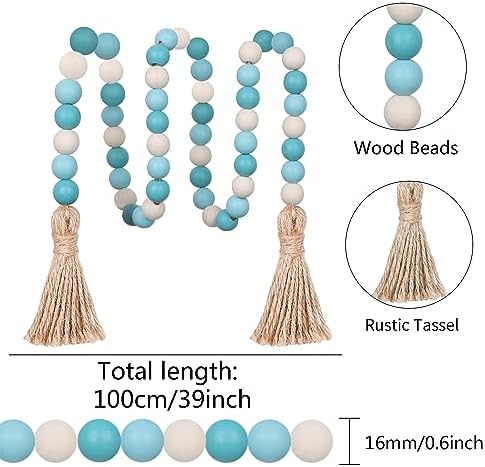 Meplait Wood Bead Garland 39 Inch Boho Decor