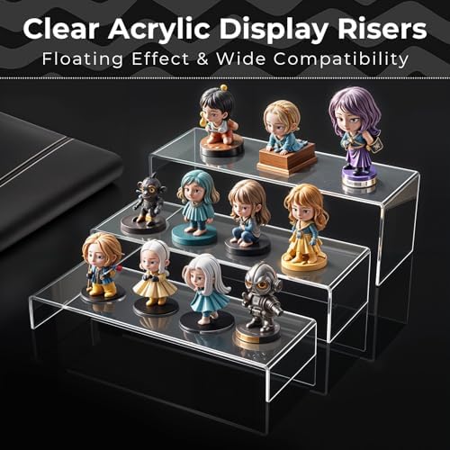 6Pcs Clear Acrylic Display Risers for Collectibles and Retail