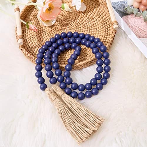OMISHE 59 Inch Wood Bead Garland with Tassels