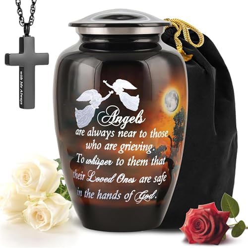 Handcrafted Large Urn for Ashes with Angel Quote
