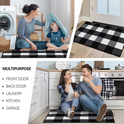 FONEYI Buffalo Plaid Outdoor Rug 24x36 Black White