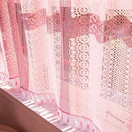 Deeprove Pink Boho Valance Curtain 18 Inch Length
