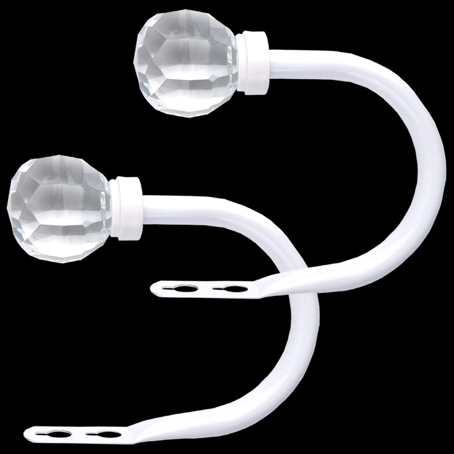 2 Pack Curtain Holdbacks with Clear Crystal Ball and Metal Hooks