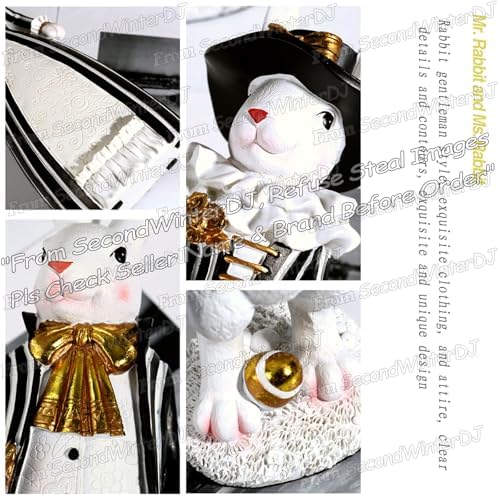 Rabbit Gentleman Decor Black Resin Figurine