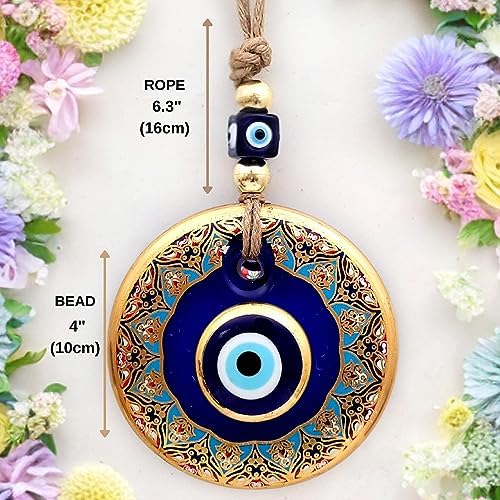 Candymosa 43 Glass Blue Evil Eye Wall Hanging Gold Ornament