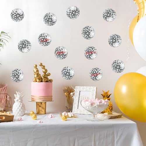 Glitter Disco Ball Cutouts 100Pcs Silver DIY Decor