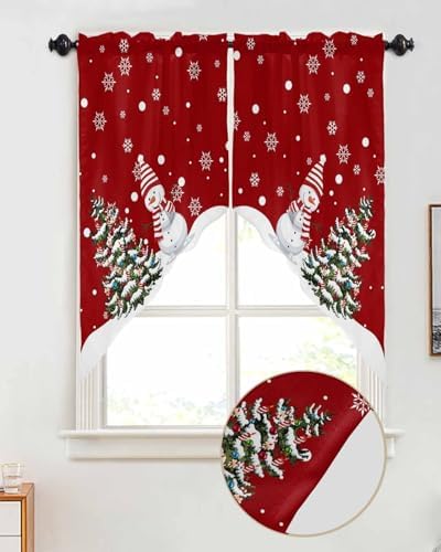 Christmas Swag Curtain Valance for Windows 28x36 Inch