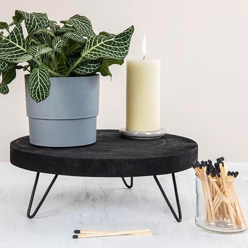 Creative Co Op Paulownia Wood Pedestal Black 11 Inch