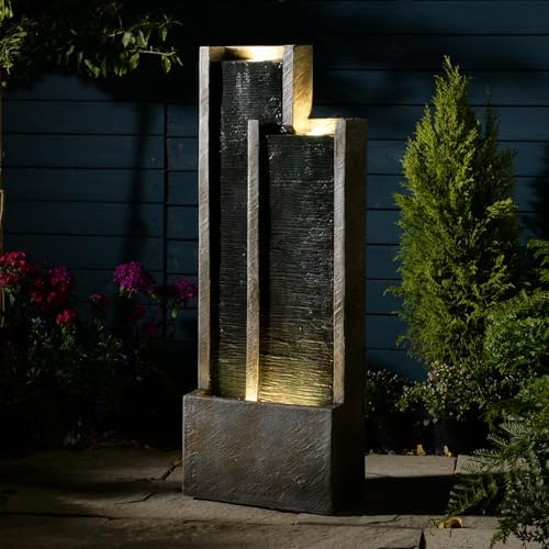 354 Inch Modern Waterfall Fountain with Lights and Gentle Flow