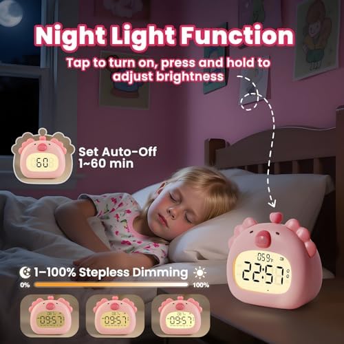 Axolotl Alarm Clock with Night Light for Kids