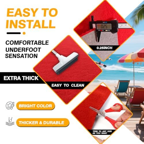 3x10 ft Heavy Duty Red Carpet Runner with Non Slip Rubber Backing